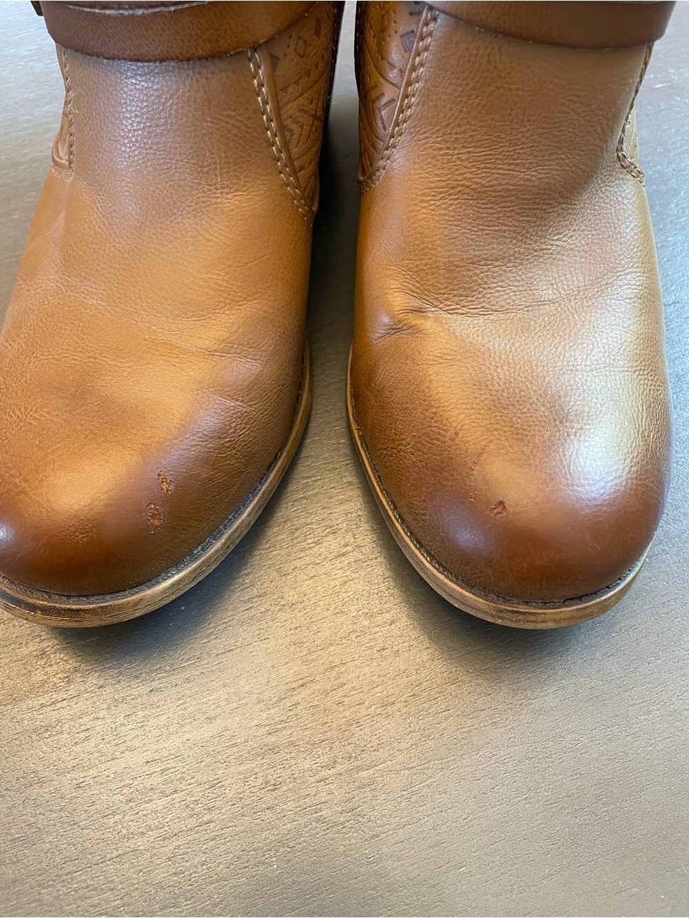 Roxy Brown Leather Ankle Booties with Buckle Strap Detail - Picture 8 of 9